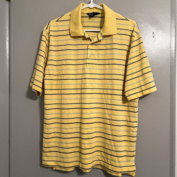 Brooks Brothers Men's Country Club Performance Knit Polo Yellow Stripes Size M - Picture 1 of 3